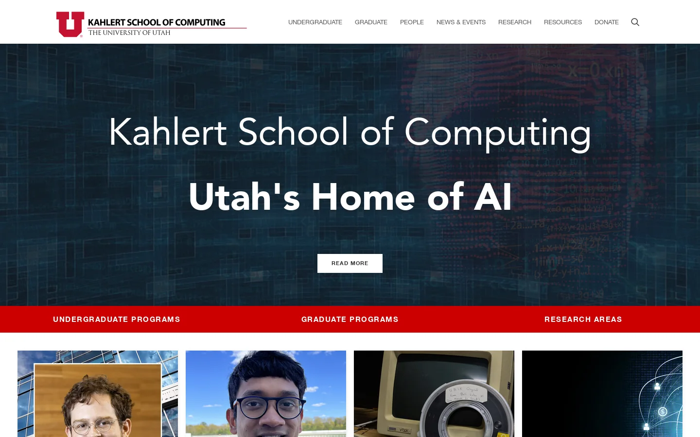 Kahlert School of Computing – School of Computing at The University of Utah Homepage screenshot