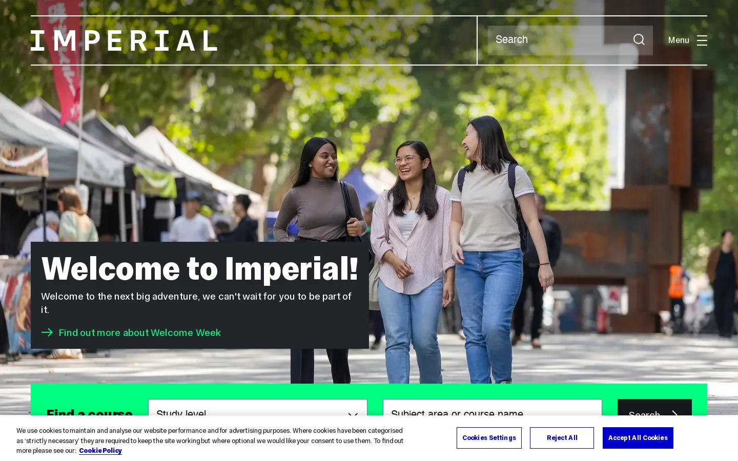 Imperial College London Homepage screenshot