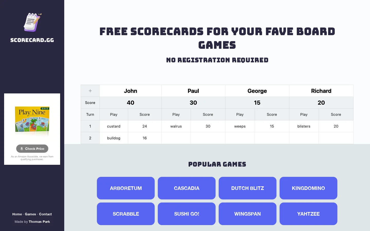 Scorecard.gg Homepage screenshot