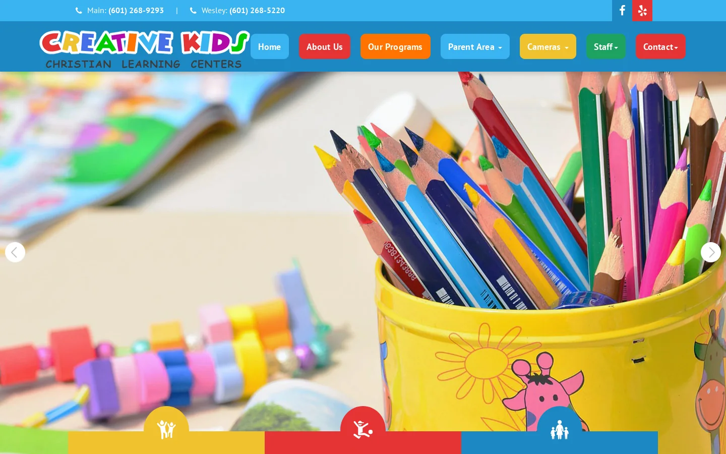 Welcome to Creative Kids Christian Learning Center in Hattiesburg, MS Homepage screenshot