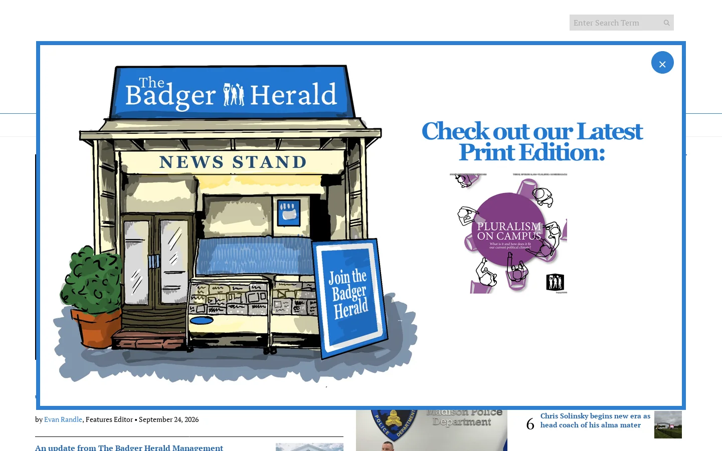 The Badger Herald – Independent Student Newspaper Since 1969 Homepage screenshot