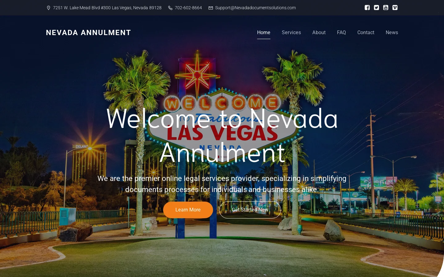 Nevada Annulment Homepage screenshot