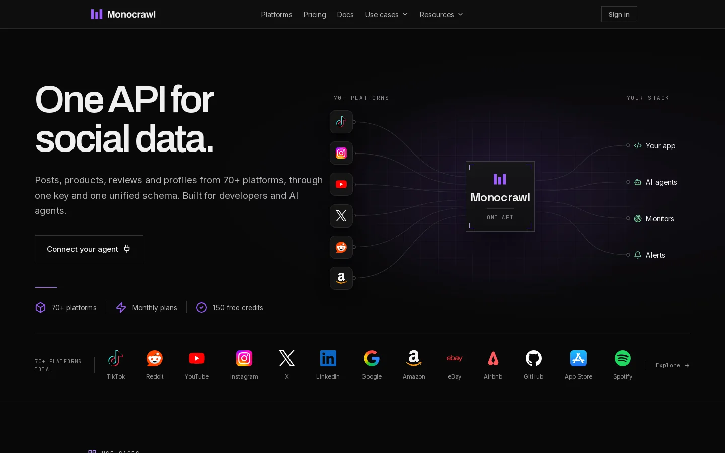 Monocrawl Homepage screenshot