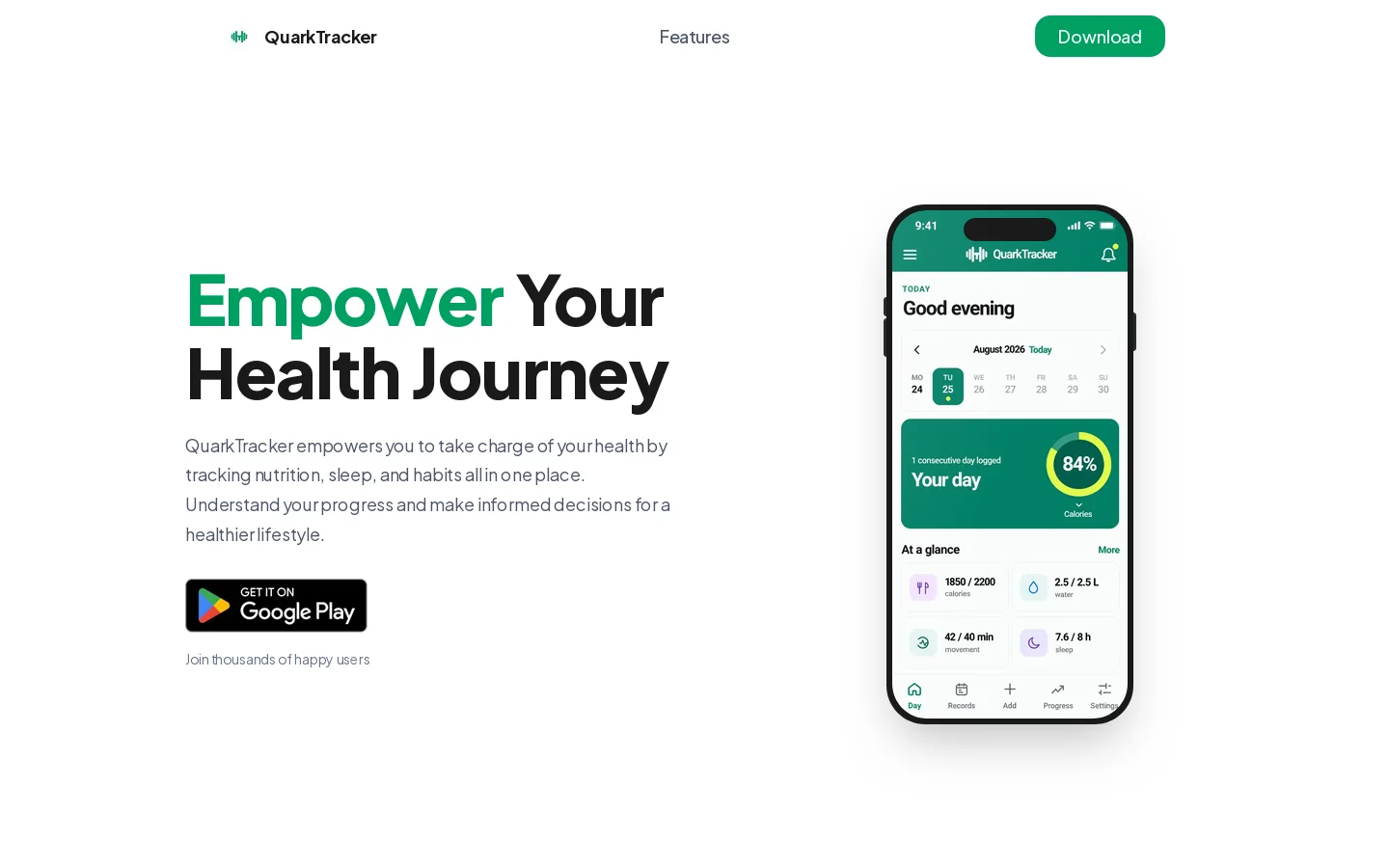 QuarkTracker Homepage screenshot