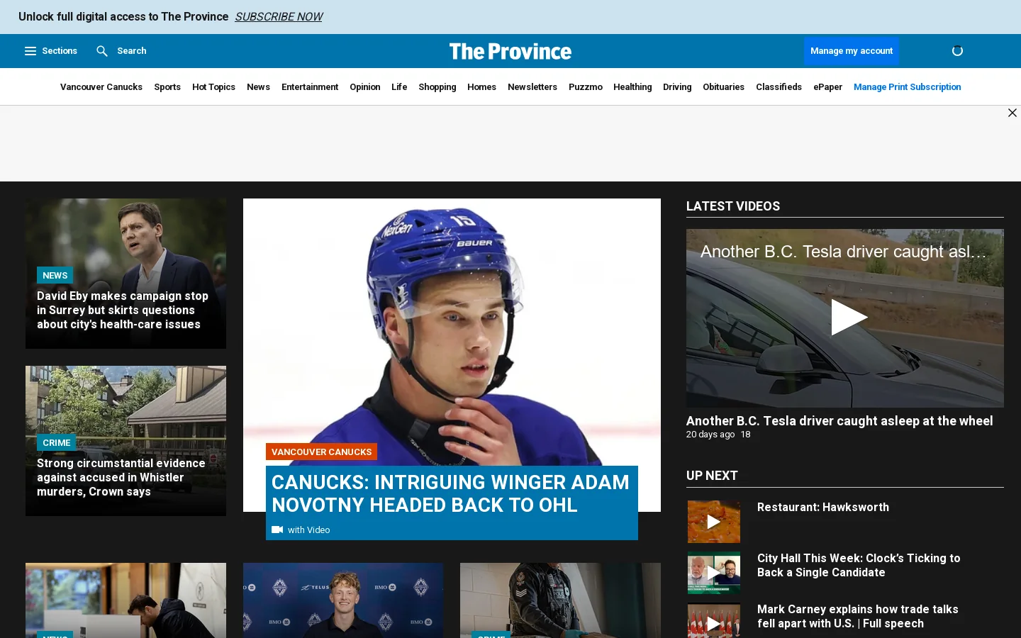 The Province Homepage screenshot