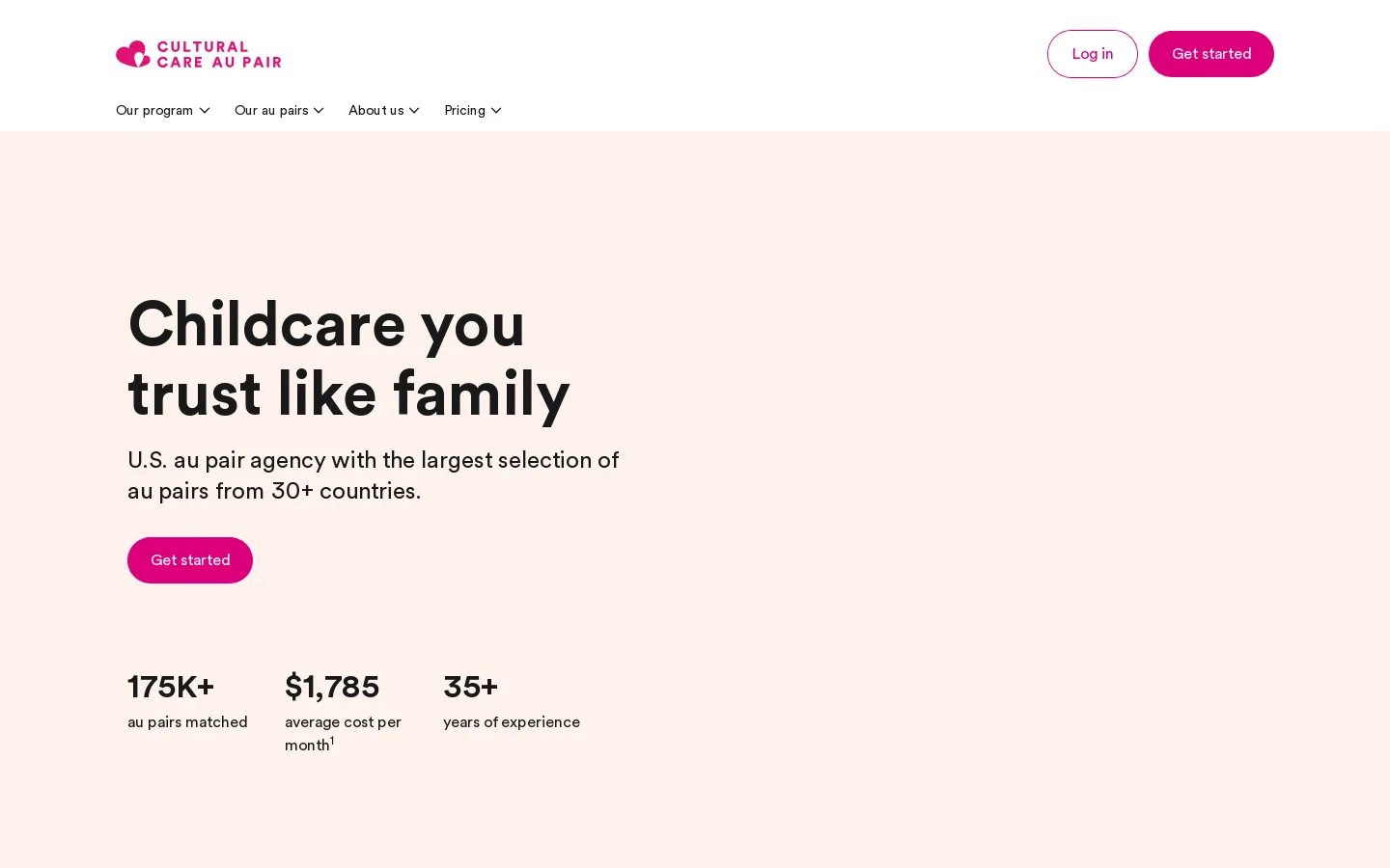 Cultural Care Au Pair Homepage screenshot