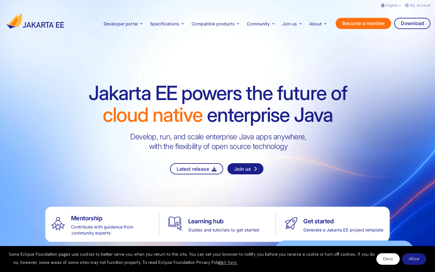 Jakarta EE Homepage screenshot