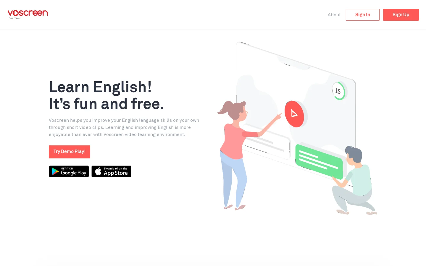 Voscreen Homepage screenshot
