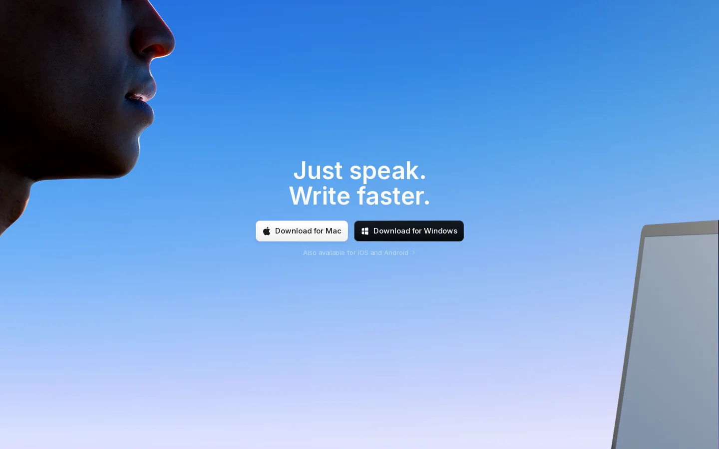 Superwhisper Homepage screenshot