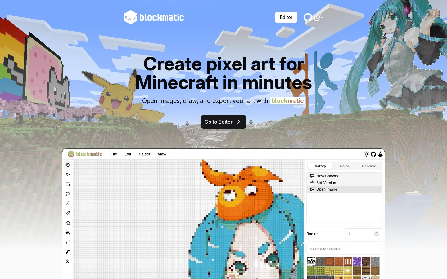 blockmatic Homepage screenshot