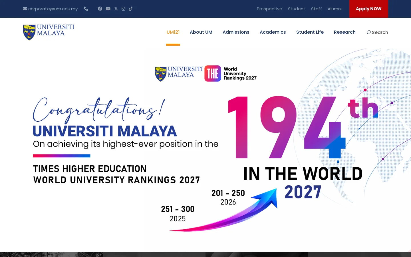 Welcome to Universiti Malaya Homepage screenshot