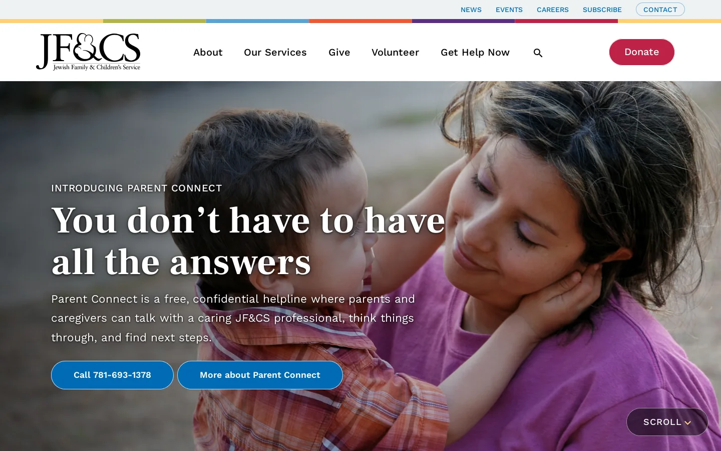 Caring for Generations | Jewish Family & Children’s Service Homepage screenshot