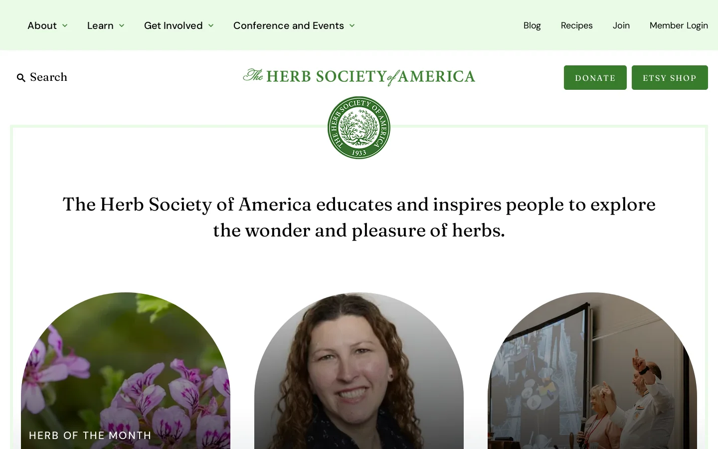 Herb Society of America Homepage screenshot