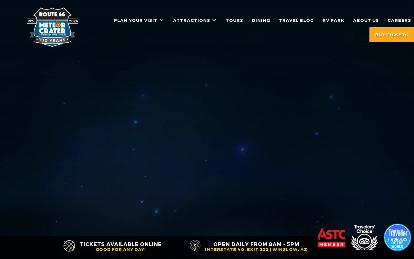 Meteor Crater Homepage screenshot