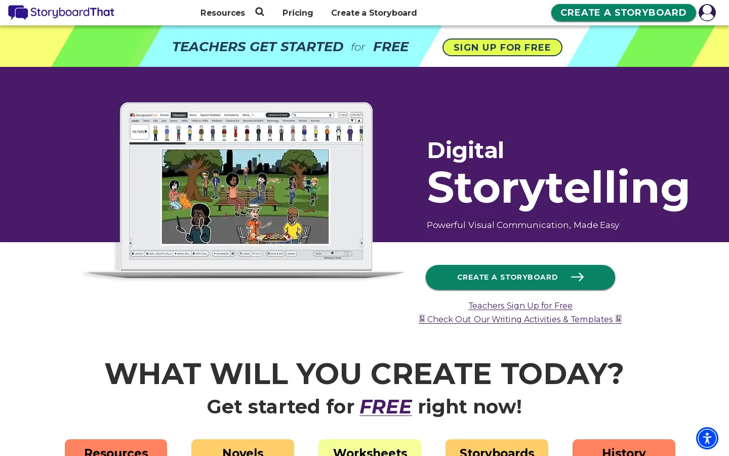 Free Storyboarding Software — Online Storyboard Creator Homepage screenshot
