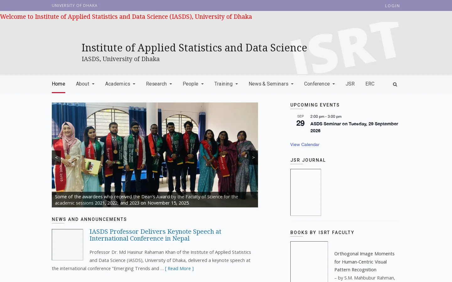 Home - Institute of Applied Statistics and Data Science Homepage screenshot