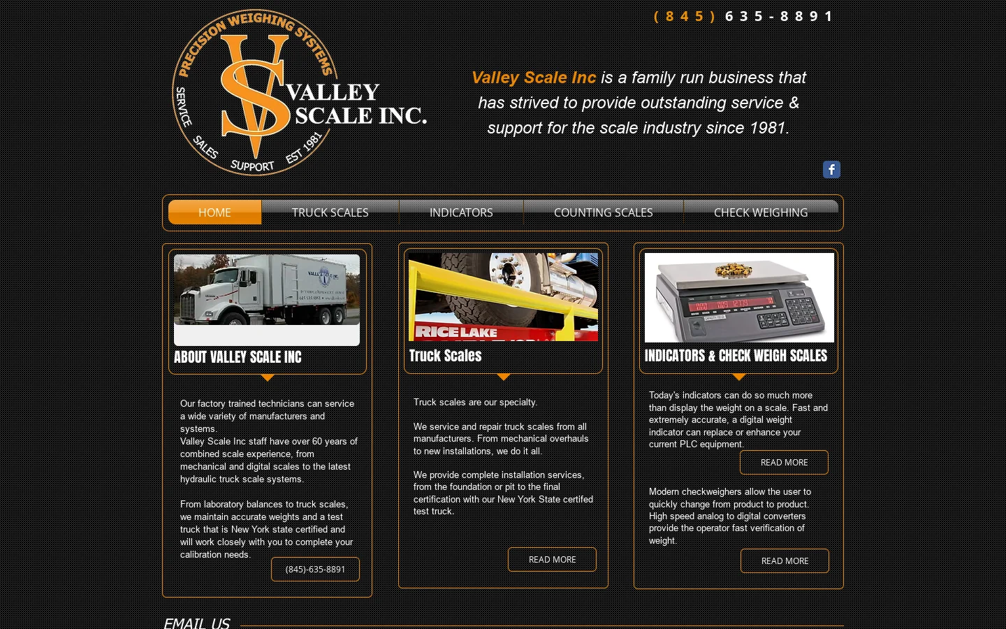 Valley Scale Inc Homepage screenshot