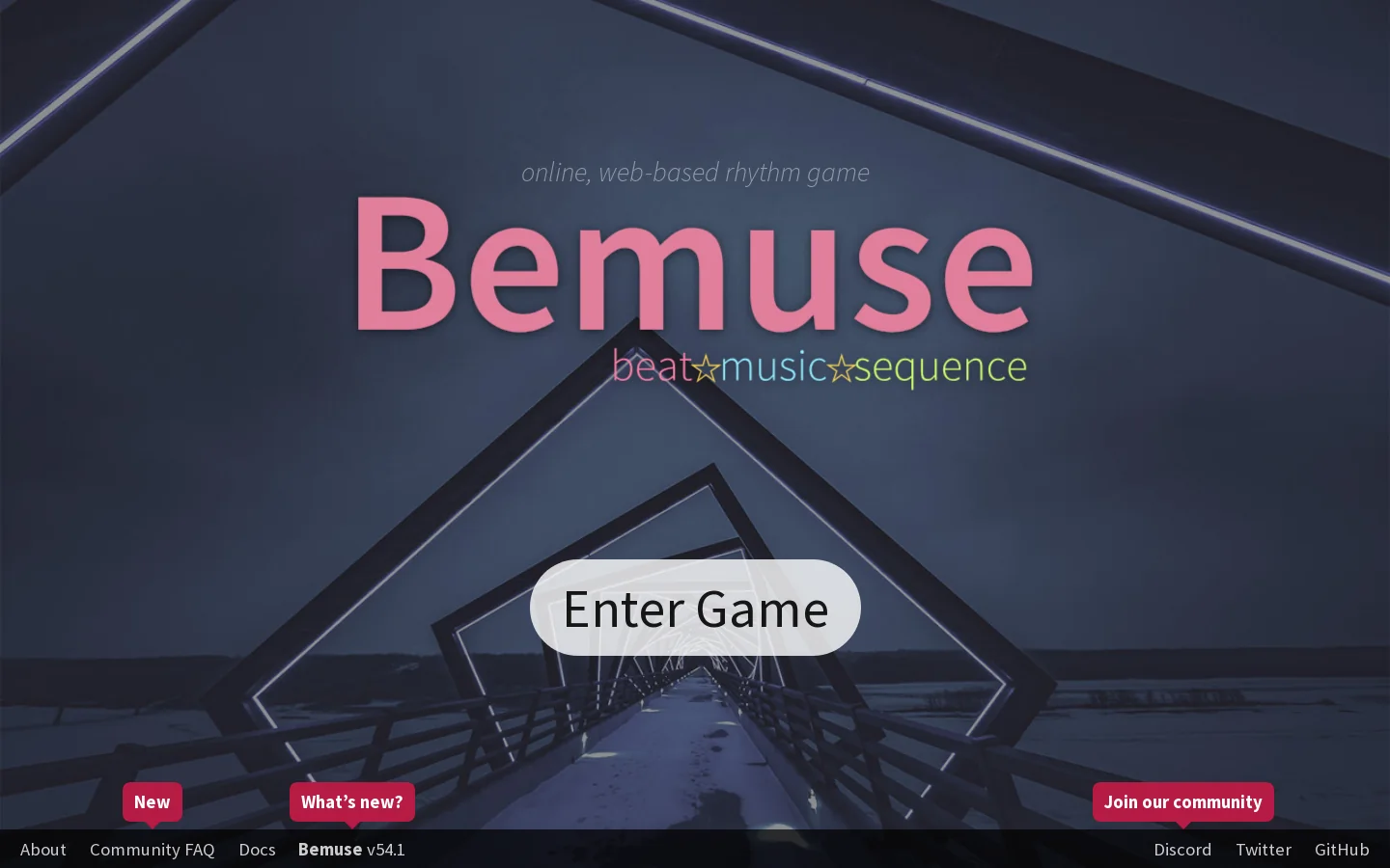Bemuse Homepage screenshot