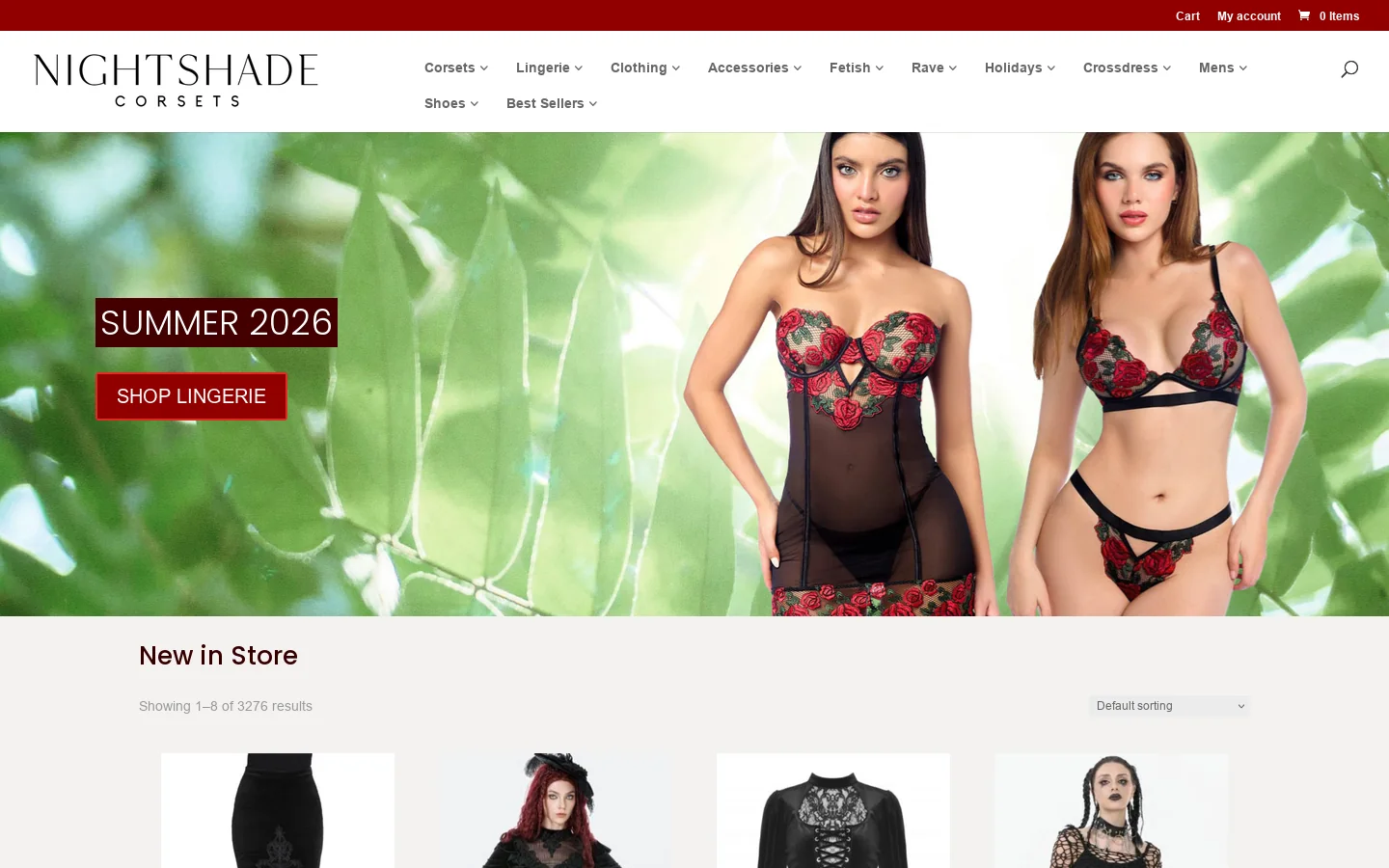 Nightshade Corsets Homepage screenshot