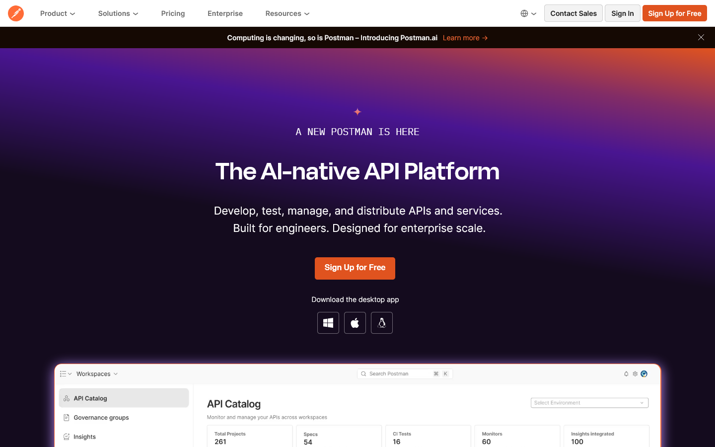 Postman Homepage screenshot