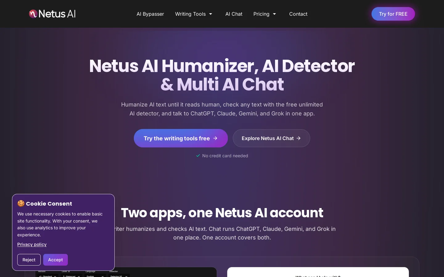 NetusAI Homepage screenshot