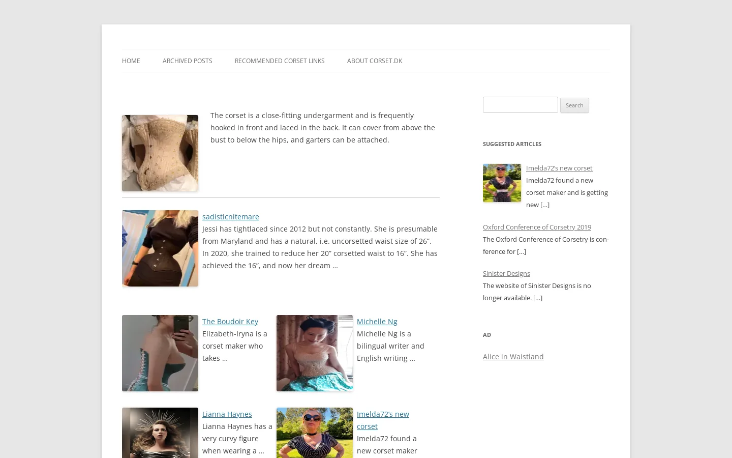 Corset.dk Homepage screenshot