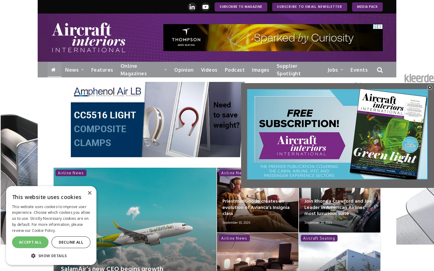 Aircraft Interiors International Homepage screenshot
