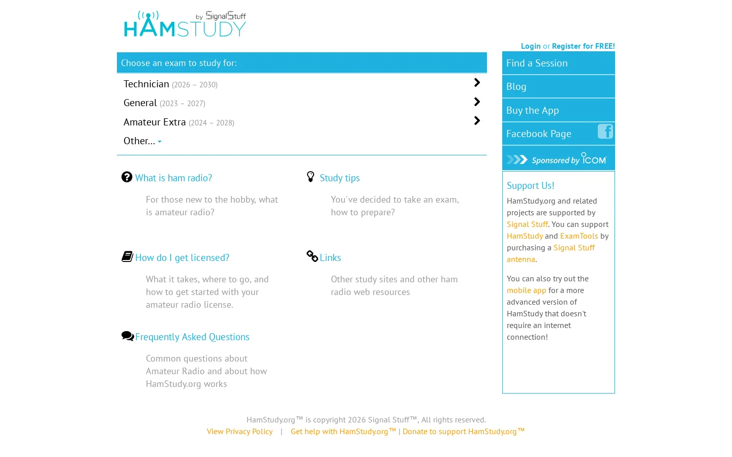 HamStudy.org Homepage screenshot