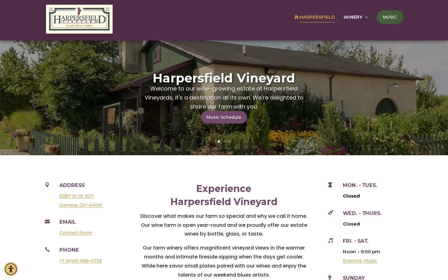 Harpersfield Vineyard Homepage screenshot