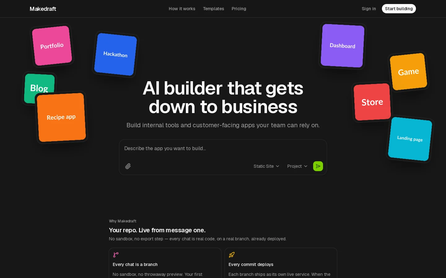Makedraft makedraft.com Makedraft provides machine-learning models, research, training resources, or evaluation tools. ↗ Homepage screenshot