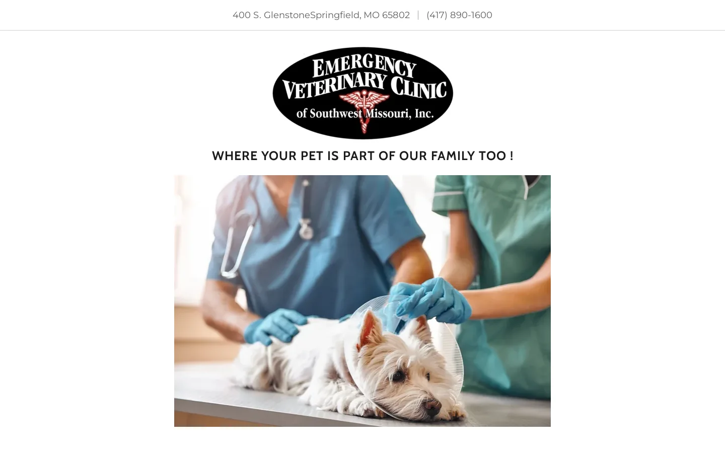 Emergency Veterinary Clinic of SW Missouri Homepage screenshot