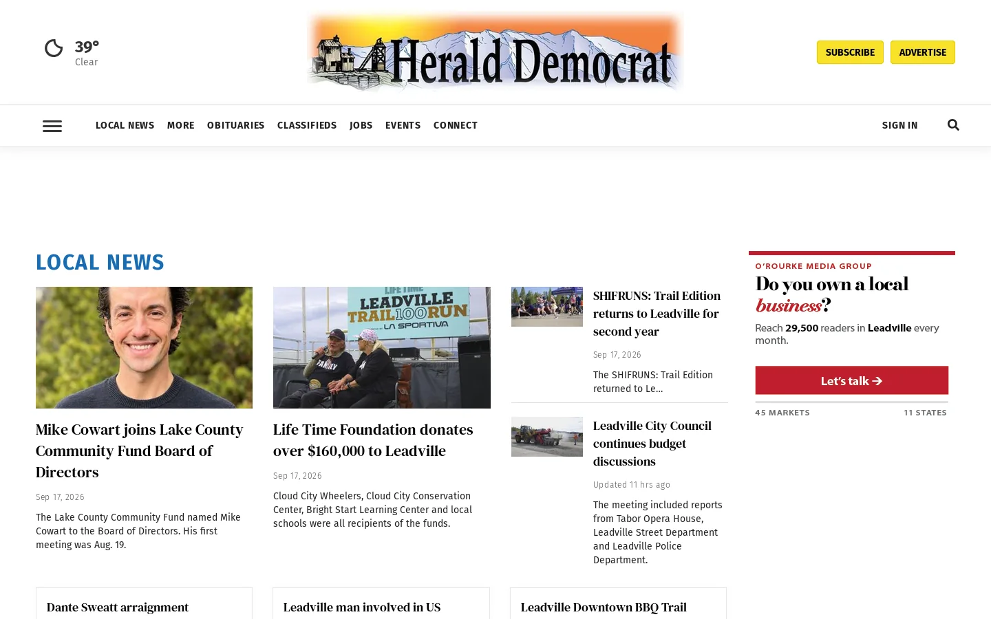 leadvilleherald.com Homepage screenshot