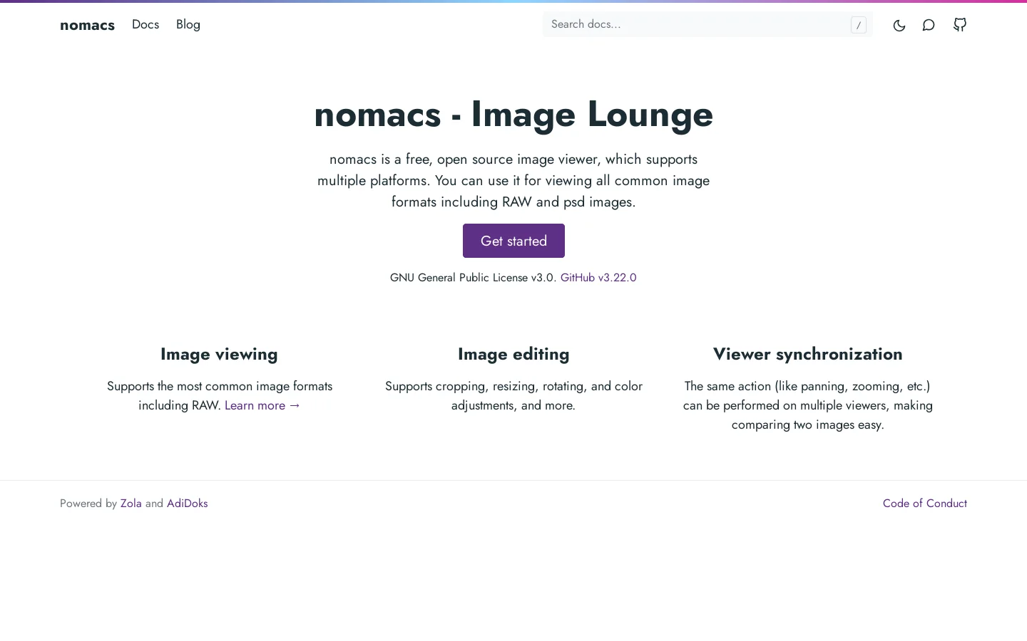 nomacs Homepage screenshot