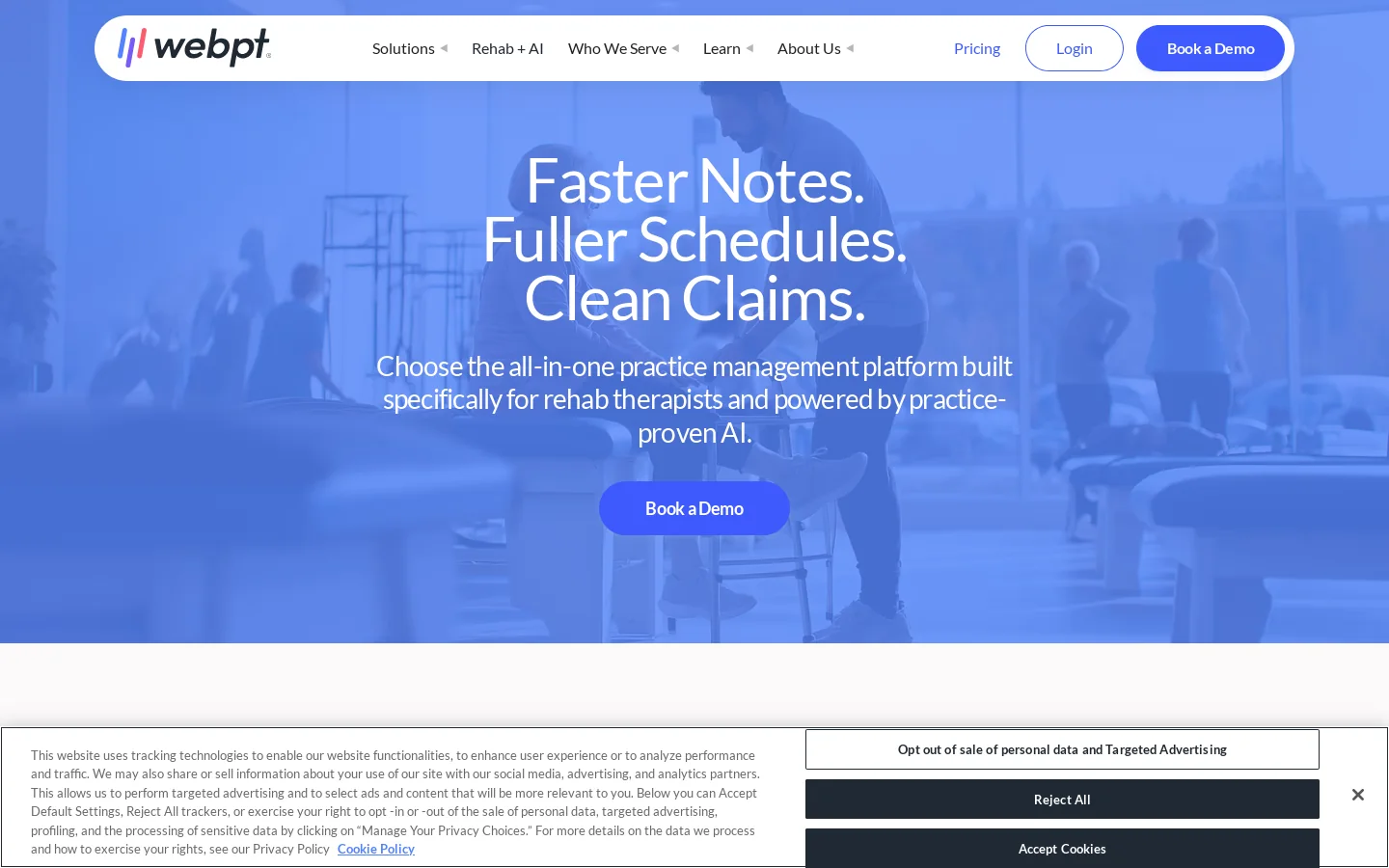 WebPT Homepage screenshot