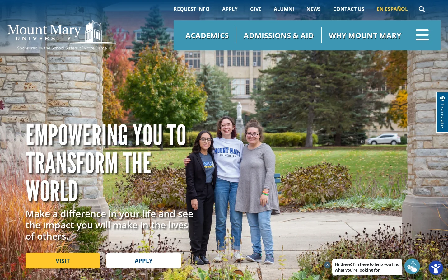 Home | Mount Mary University Homepage screenshot