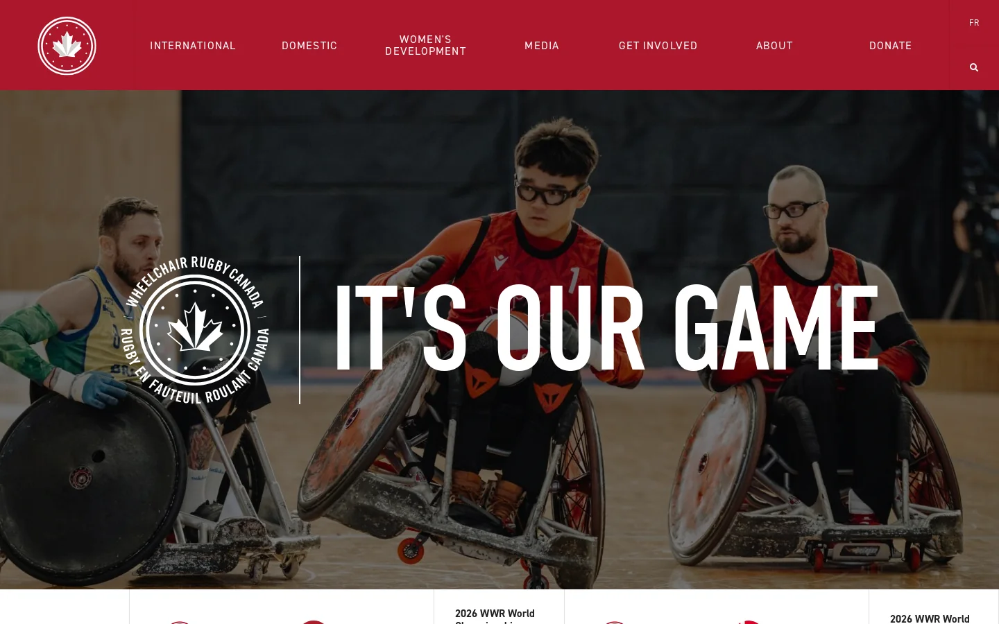 Wheelchair Rugby Canada Homepage screenshot