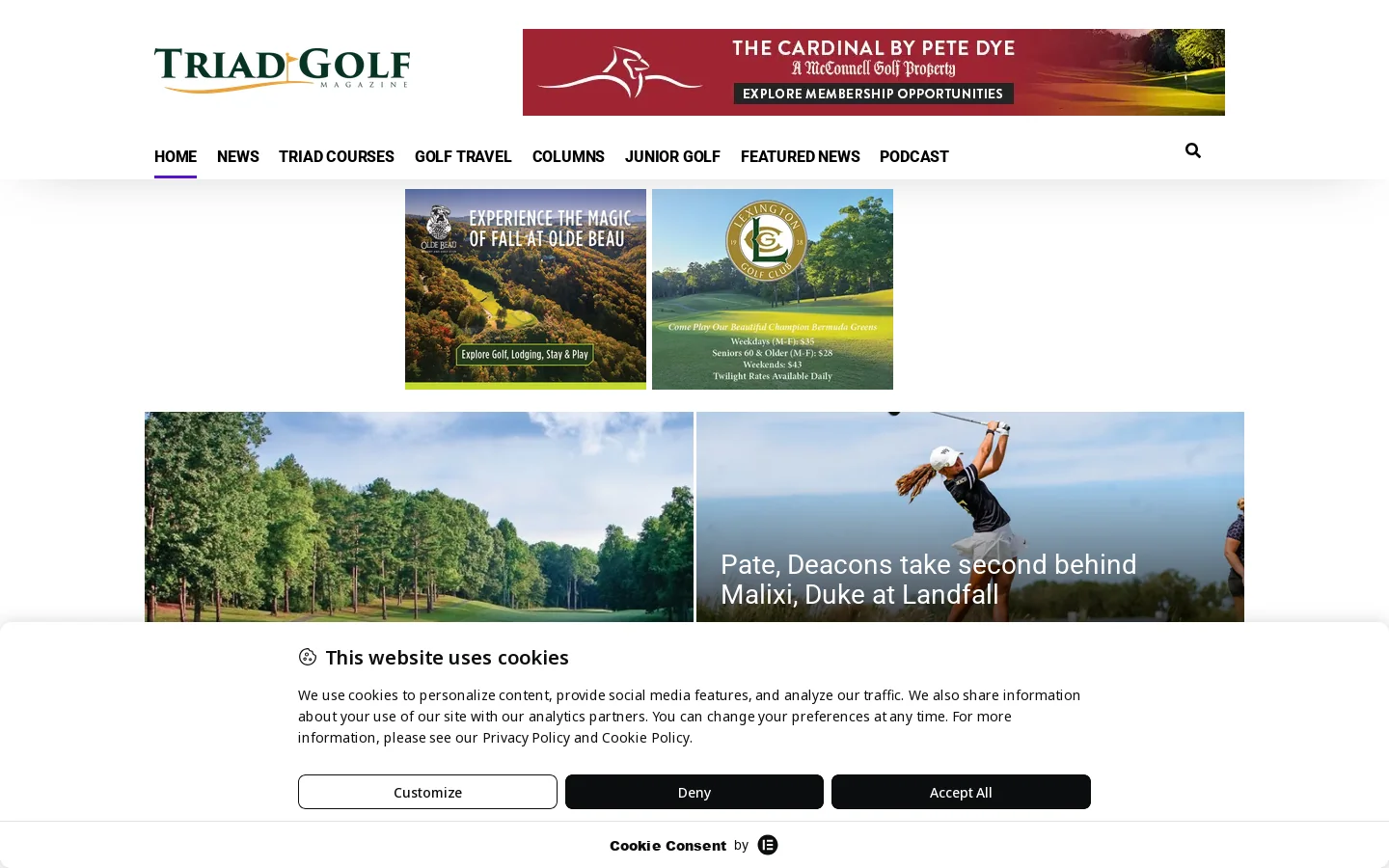 Triad Golf Magazine Homepage screenshot