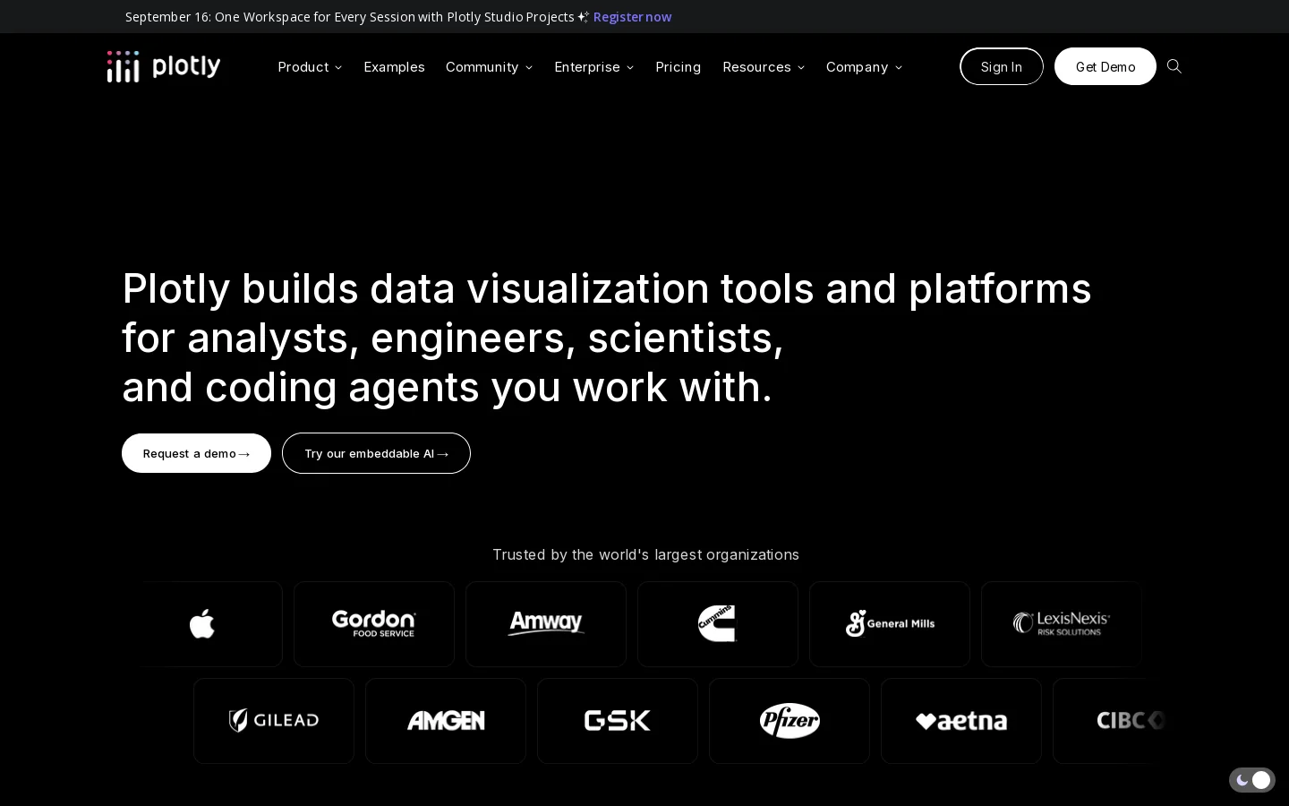 Plotly Homepage screenshot