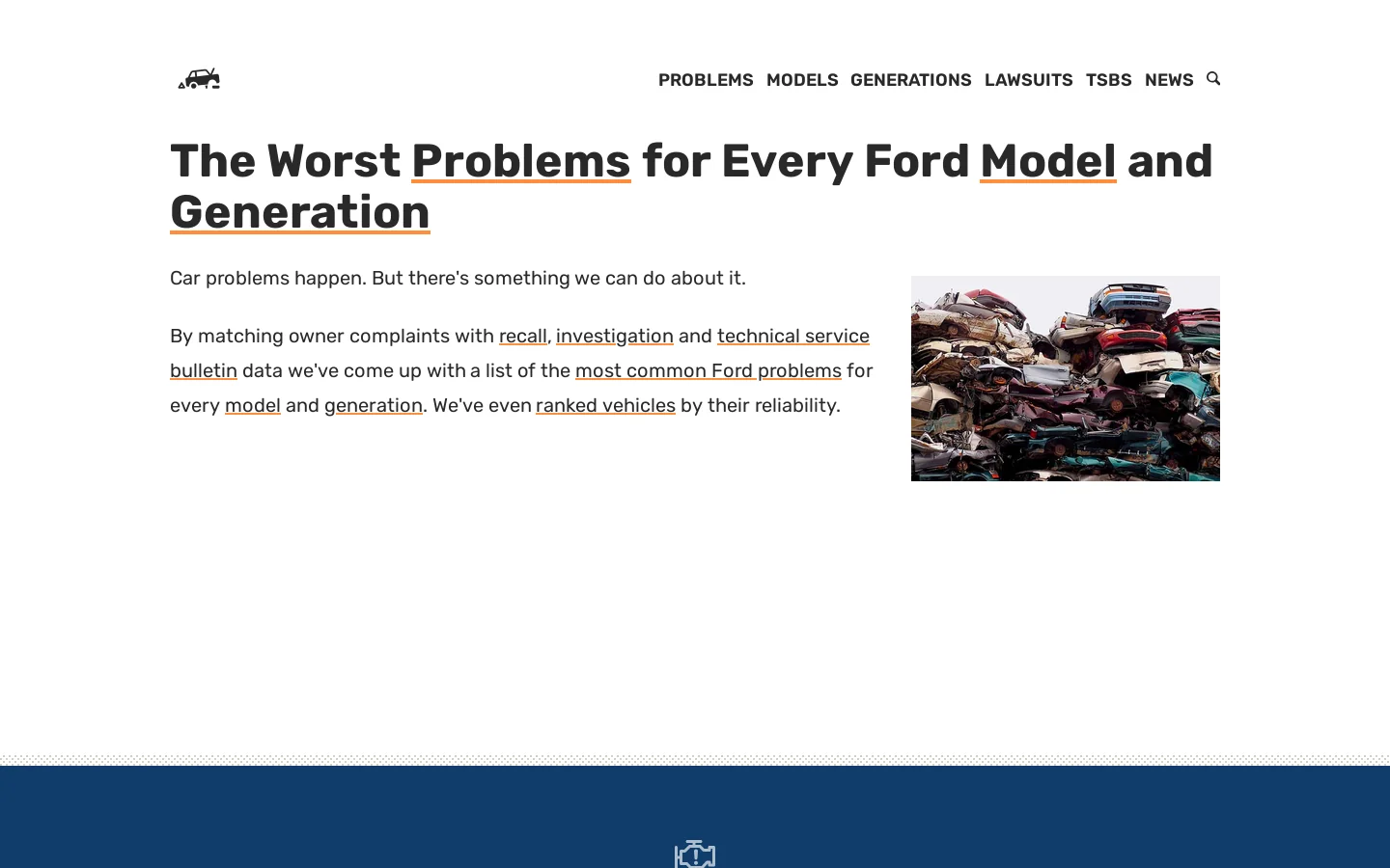 Ford Problems Homepage screenshot