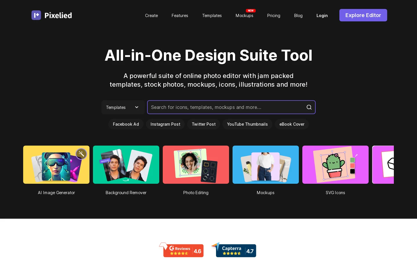 Pixelied Homepage screenshot