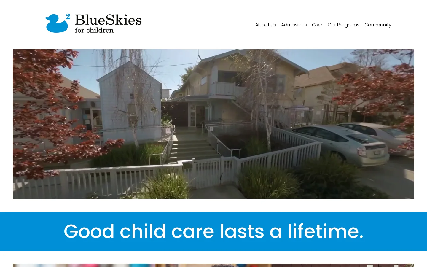 BlueSkies for Children | Discover Quality Child Care Today Homepage screenshot