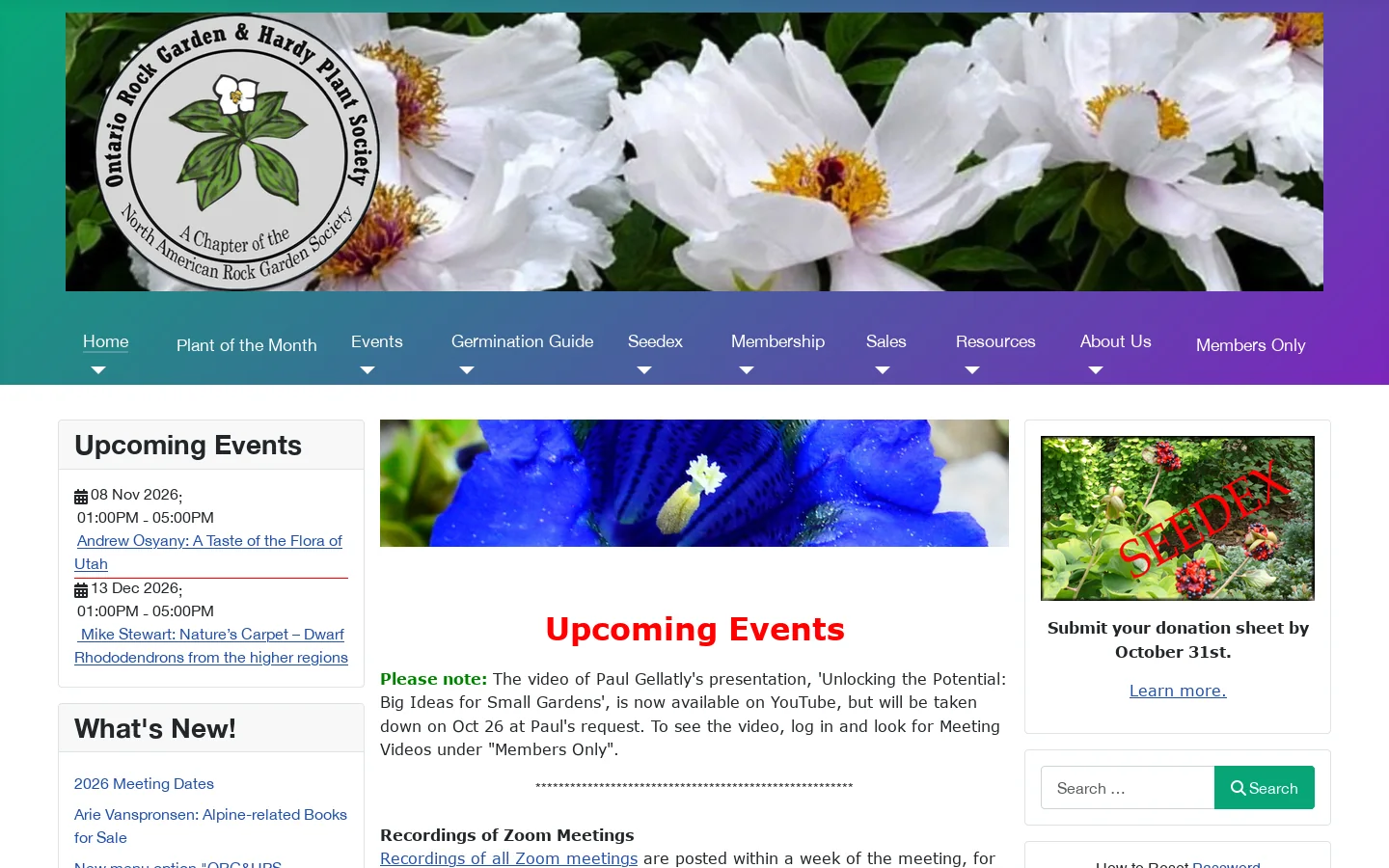 Home Page - Ontario Rock Garden & Hardy Plant Society Homepage screenshot