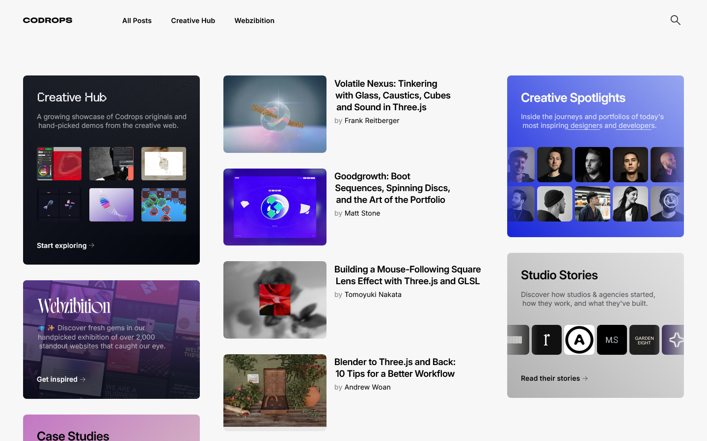 Codrops | Fueling web creativity since 2009 Homepage screenshot