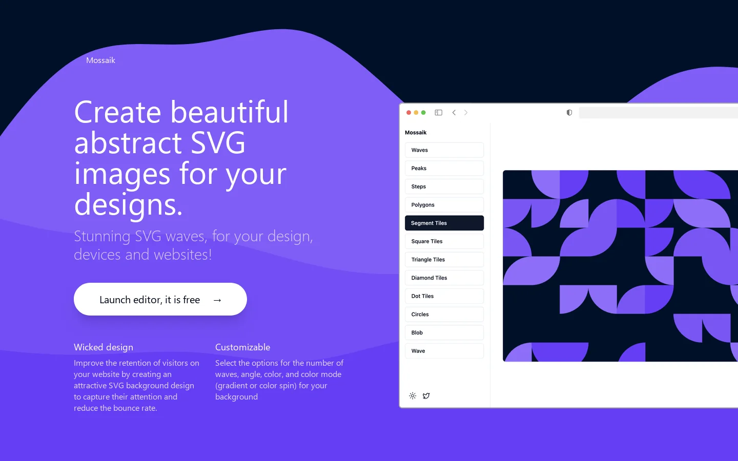 Mossaik Homepage screenshot