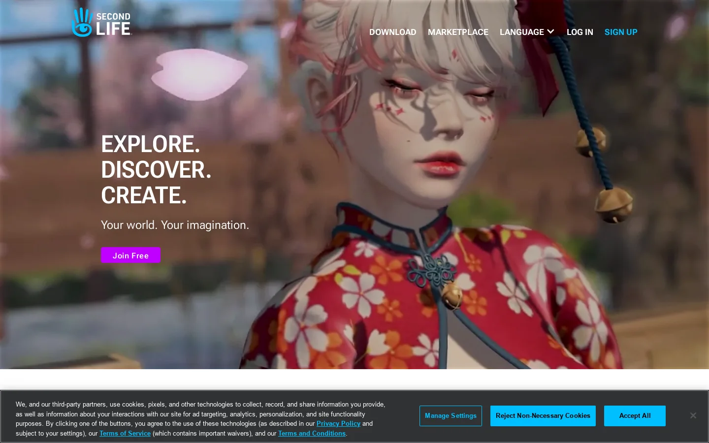 Second Life Homepage screenshot