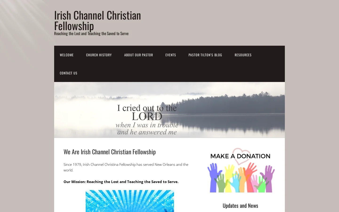 Irish Channel Christian Fellowship – Reaching the Lost and Teaching the Saved to Serve Homepage screenshot
