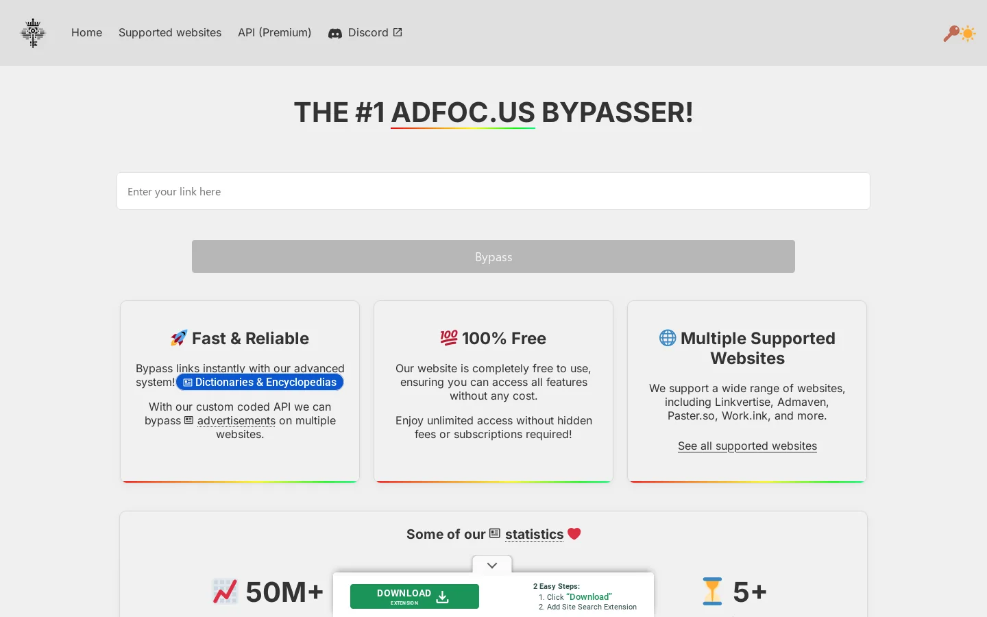 Bypass.vip Homepage screenshot