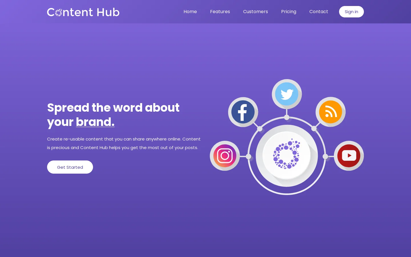 Content Hub Homepage screenshot