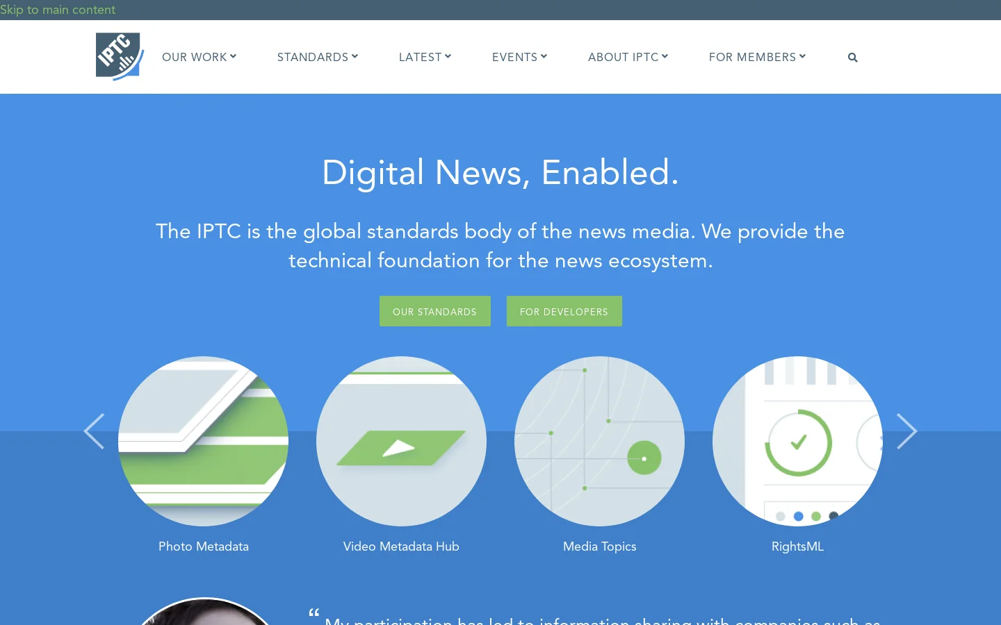 IPTC Homepage screenshot