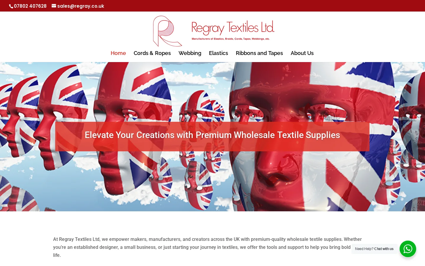 Wholesale Textile Suppliers UK | Elastic, Webbing, Ribbons & Cord Homepage screenshot